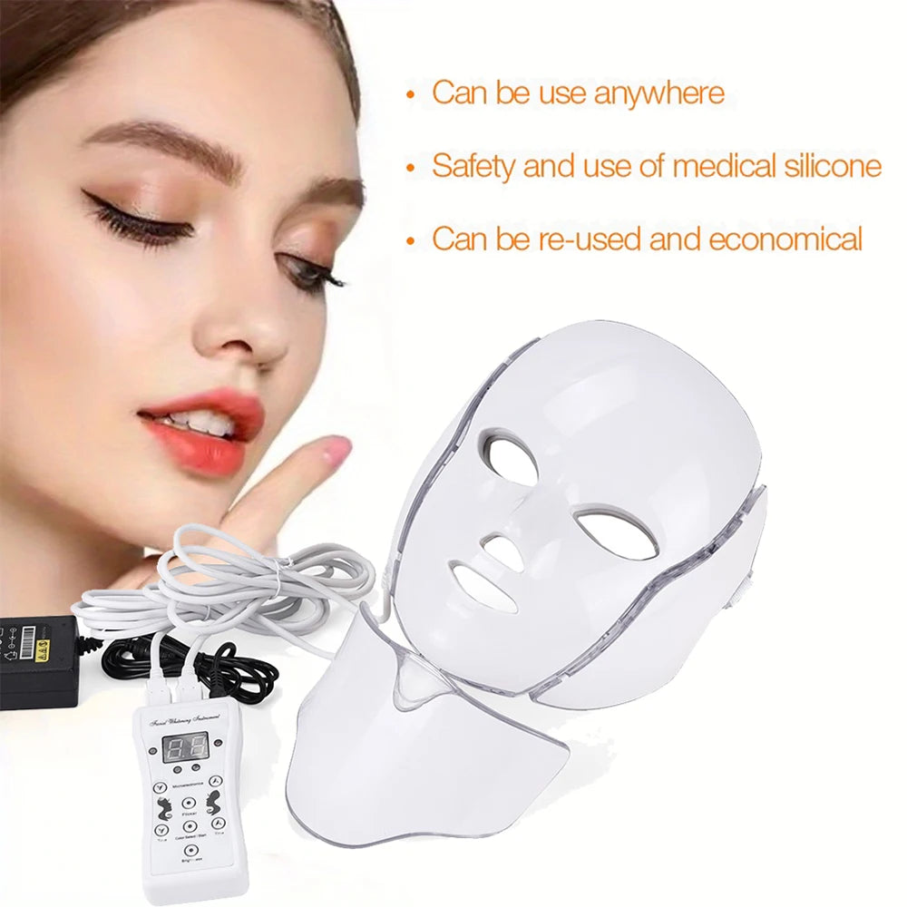 AuraGlow™ 7-Color LED Facial & Neck Therapy Mask